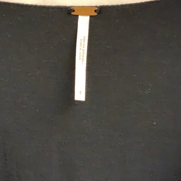 Free People Black with Light Blue Embroidery Bell-Sleeved Billowy Tunic - Picture 4 of 12